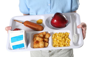 lunch tray with cafeteria foods