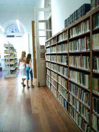 girls in a library